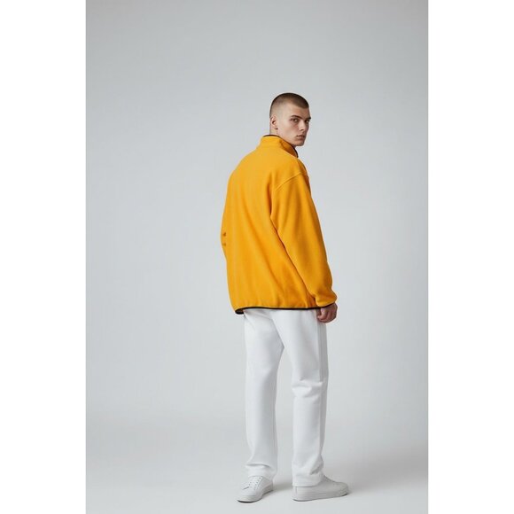 Club Room Yellow/Black Snap Pullover Fleece Jacket/Sweater - Picture 2 of 10